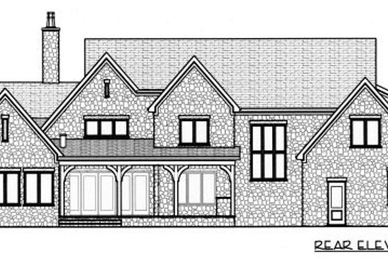 Exterior - Rear Elevation for European House Plan #413-797 - 4 bed, 3.5 bath