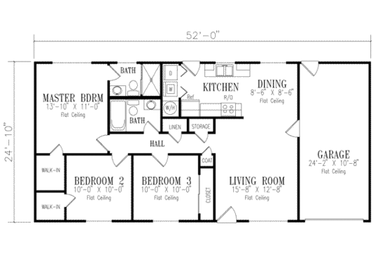 Floor Plan - Main Floor for Adobe / Southwestern House Plan #1-138 - 3 bed, 2 bath