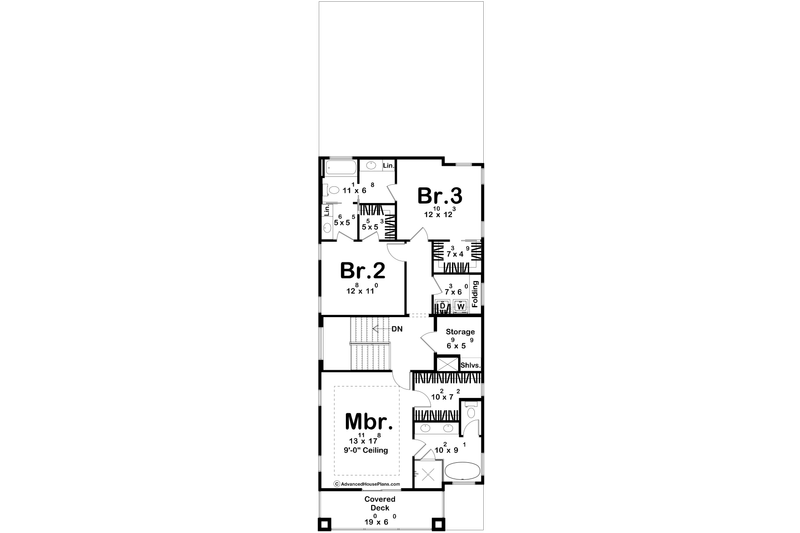 House Blueprint - Floor Plan - Upper Floor for Farmhouse House Plan #455-805 - 3 bed, 2.5 bath