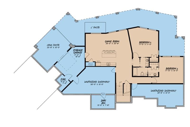 Home Plan - Floor Plan - Lower Floor for Contemporary House Plan #923-86 - 3 bed, 2.5 bath