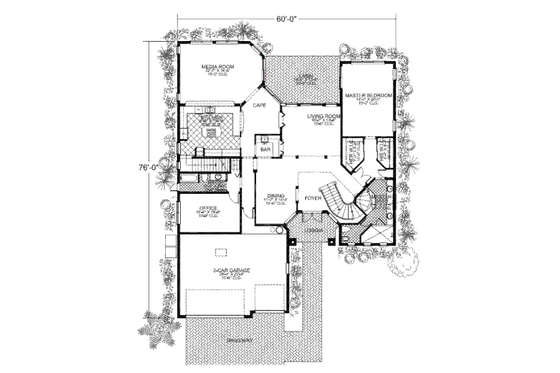 Floor Plan - Main Floor for Mediterranean House Plan #420-235 - 6 bed, 4 bath