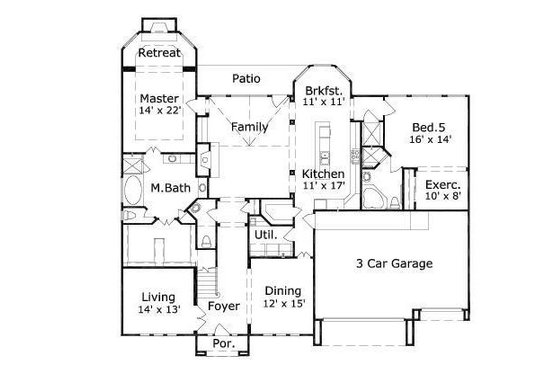 Floor Plan - Main Floor for European House Plan #411-216 - 5 bed, 4 bath