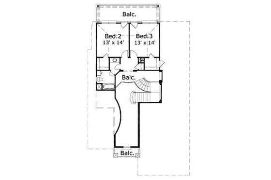 Floor Plan - Upper Floor for Traditional House Plan #411-179 - 3 bed, 2 bath