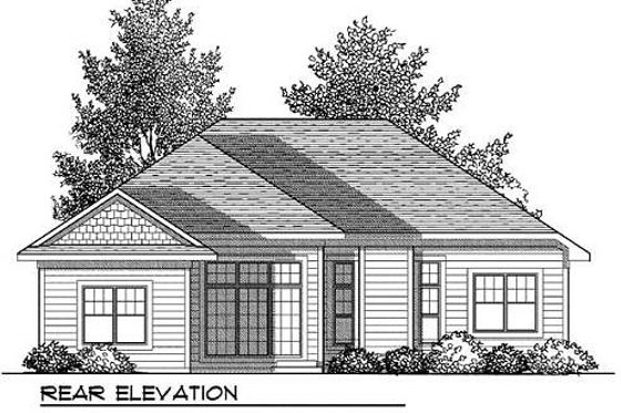 Exterior - Rear Elevation for Craftsman House Plan #70-903 - 3 bed, 2 bath