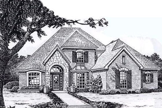 Exterior - Front Elevation for European House Plan #310-921 - 3 bed, 2.5 bath