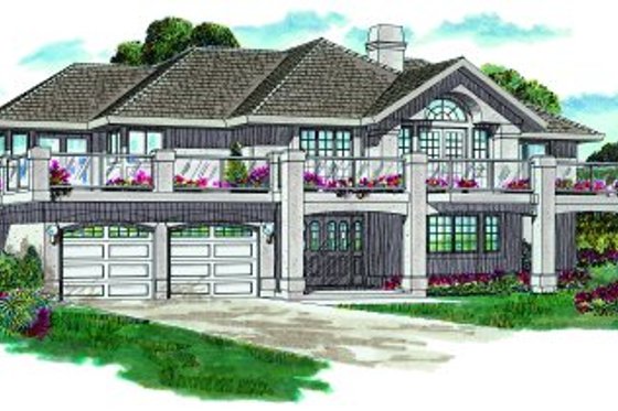 Exterior - Front Elevation for European House Plan #47-588 - 3 bed, 2 bath