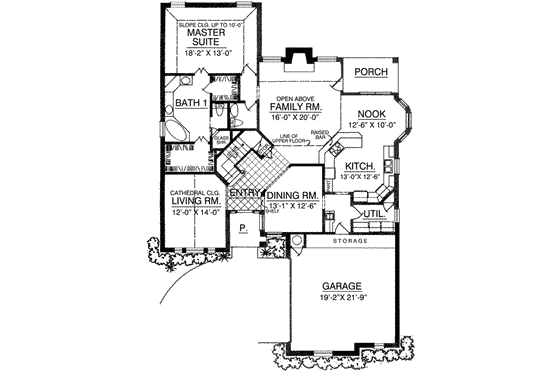 Floor Plan - Main Floor for European House Plan #40-198 - 4 bed, 2.5 bath