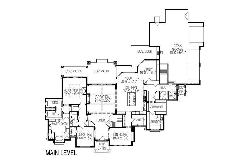Dream House Plan - Floor Plan - Main Floor for European House Plan #920-77 - 4 bed, 4 bath