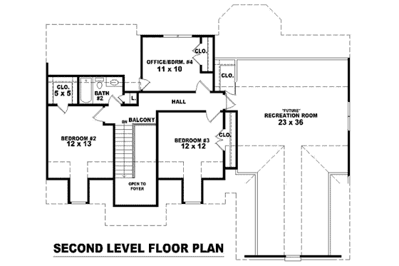 Floor Plan - Upper Floor for Southern House Plan #81-812 - 3 bed, 2.5 bath