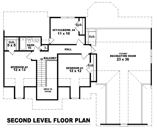 Floor Plan - Upper Floor for Southern House Plan #81-812 - 3 bed, 2.5 bath