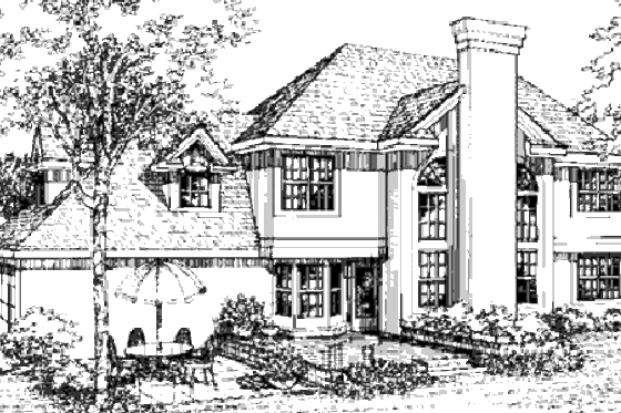 Exterior - Rear Elevation for Colonial House Plan #320-385 - 3 bed, 3 bath