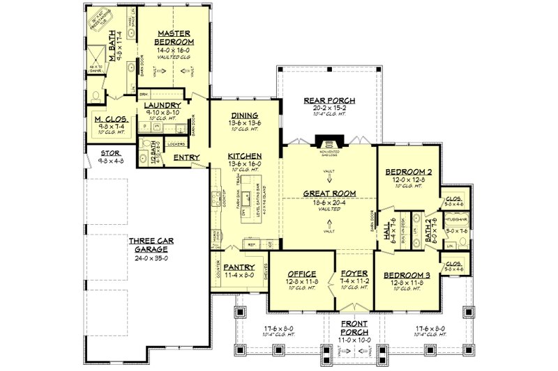 Dream House Plan - Floor Plan - Main Floor for Farmhouse House Plan #430-229 - 3 bed, 2.5 bath