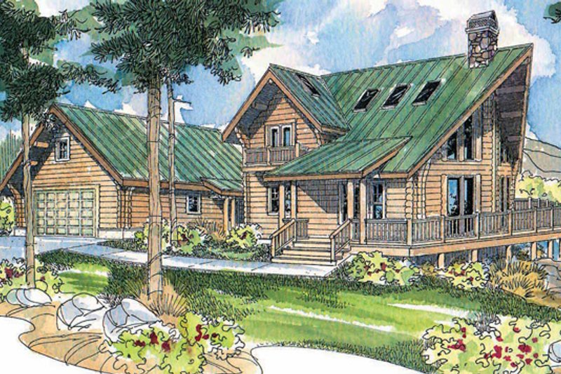 House Design - Log Exterior - Front Elevation Plan #124-503