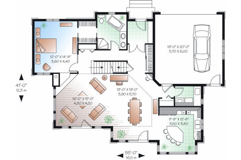 Home Plan - Floor Plan - Main Floor for Traditional House Plan #23-727 - 4 bed, 2 bath