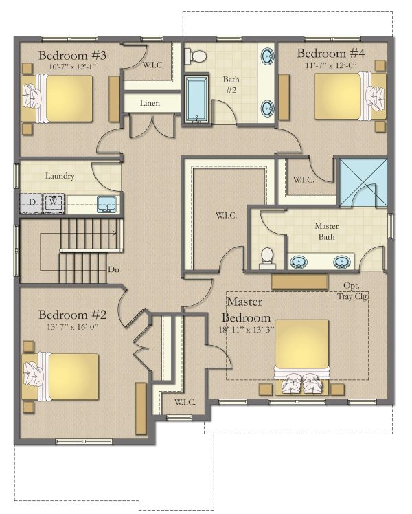Architectural House Design - Craftsman Floor Plan - Upper Floor Plan #1057-14