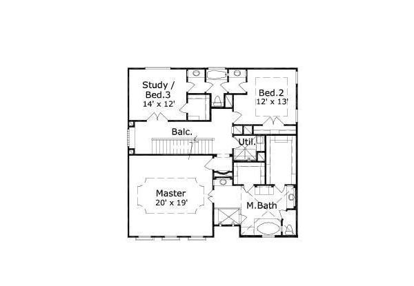 Traditional Floor Plan - Upper Floor Plan #411-280