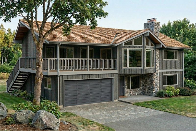 House Blueprint - Exterior - Front Elevation 2 for Modern House Plan #126-108 - 4 bed, 3 bath