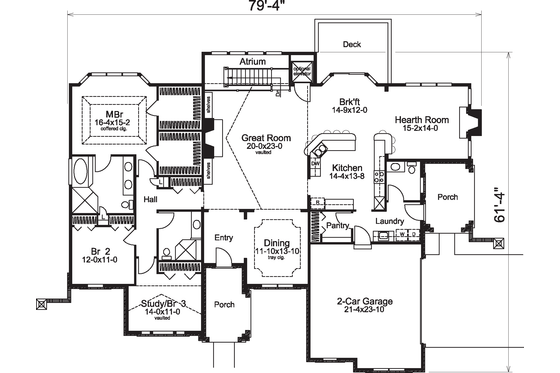 Floor Plan - Main Floor House Plan #57-580 - 3 bed, 2.5 bath