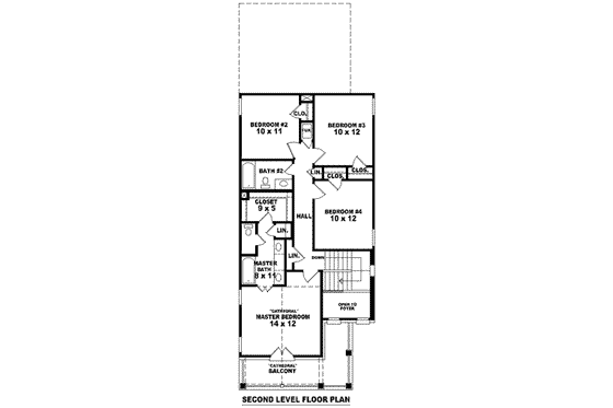 Floor Plan - Upper Floor for Southern House Plan #81-1370 - 4 bed, 2.5 bath