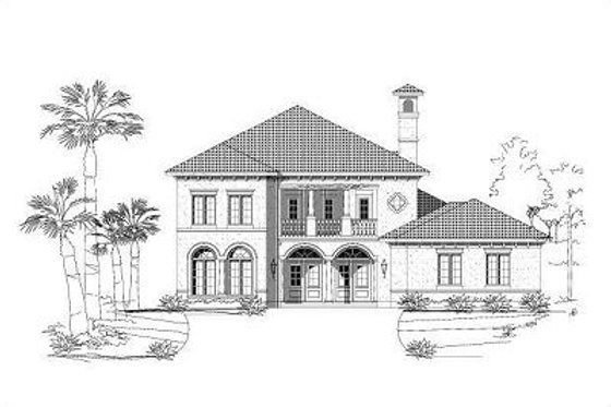 Exterior - Front Elevation for European House Plan #411-405 - 4 bed, 3 bath