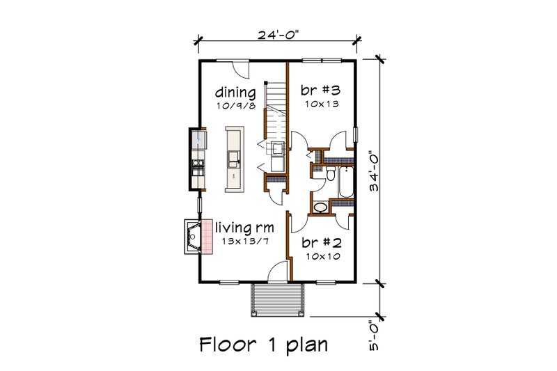 House Blueprint - Floor Plan - Main Floor for Farmhouse House Plan #79-332 - 3 bed, 2.5 bath