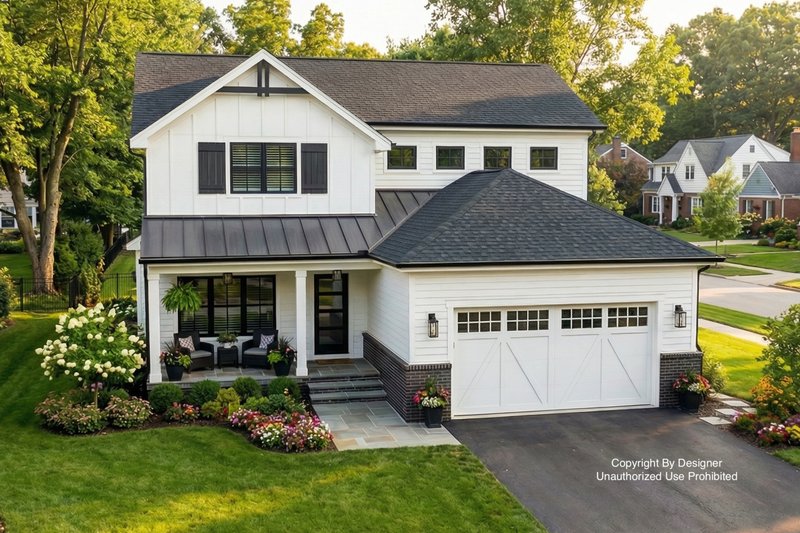 Farmhouse Style House Plan - 3 Beds 3.5 Baths 2132 Sq/Ft Plan #51-1380 Exterior