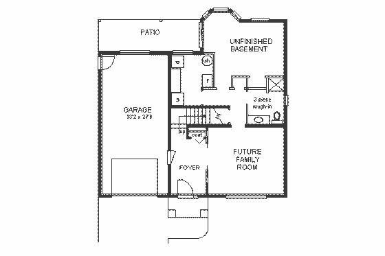 Floor Plan - Lower Floor for European House Plan #18-226 - 3 bed, 2 bath