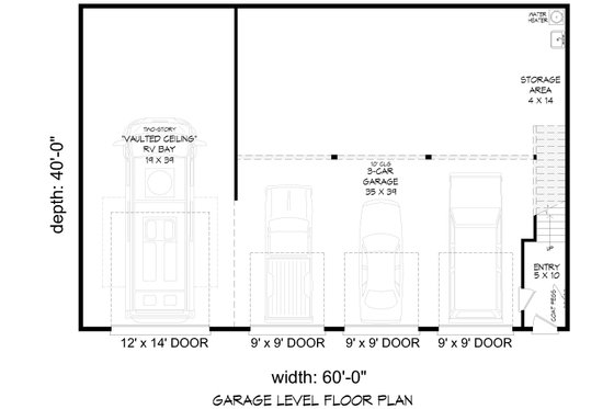 Floor Plan - Main Floor for Farmhouse House Plan #932-1060 - 3 bed, 1 bath