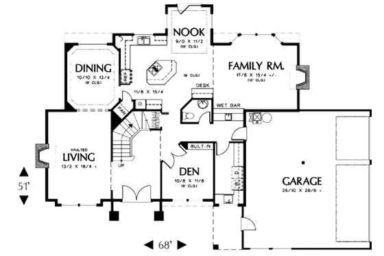 Floor Plan - Main Floor for Traditional House Plan #48-449 - 3 bed, 2.5 bath