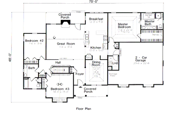Floor Plan - Main Floor for Traditional House Plan #312-622 - 3 bed, 2 bath