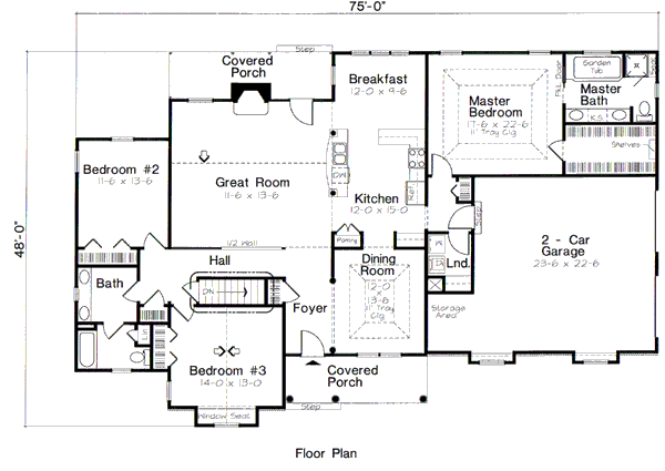 Floor Plan - Main Floor for Traditional House Plan #312-622 - 3 bed, 2 bath