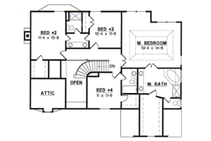 Floor Plan - Upper Floor for European House Plan #67-509 - 4 bed, 3.5 bath