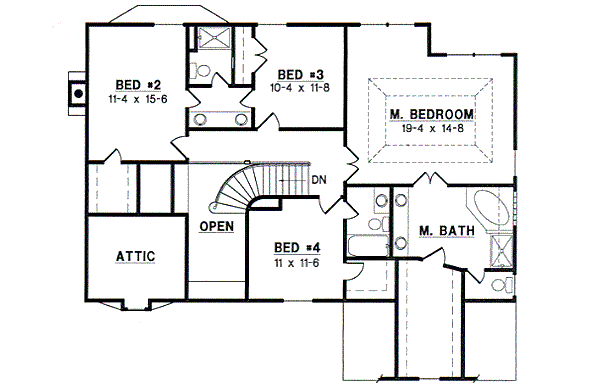European Floor Plan - Upper Floor Plan #67-509