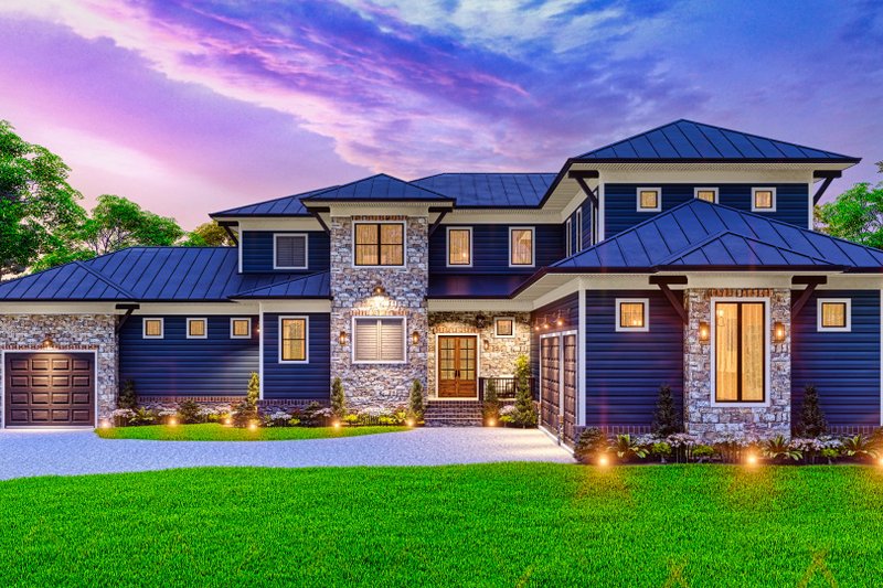 Home Plan - Exterior - Front Elevation 6 for Prairie House Plan #54-573 - 5 bed, 5.5 bath