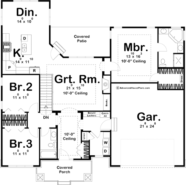Dream House Plan - Craftsman Floor Plan - Main Floor Plan #455-219