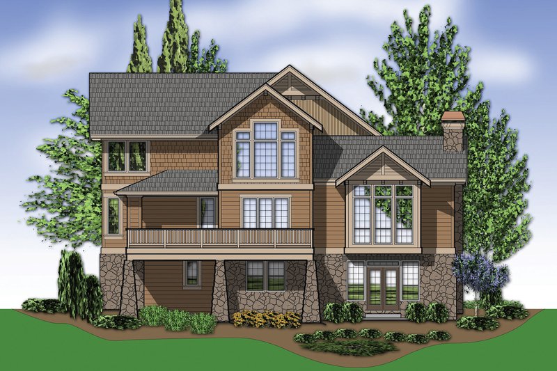 Home Plan - Rear View - 4000 square foot Craftsman home