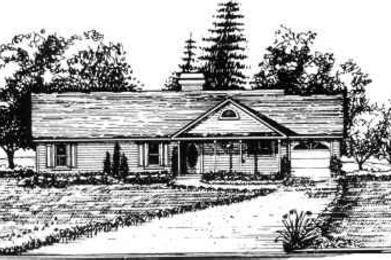 Architectural House Design - Ranch Exterior - Front Elevation Plan #30-123