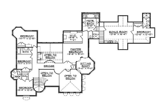 Floor Plan - Upper Floor for European House Plan #5-447 - 8 bed, 7.5 bath