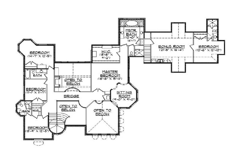 Dream House Plan - Floor Plan - Upper Floor for European House Plan #5-447 - 8 bed, 7.5 bath