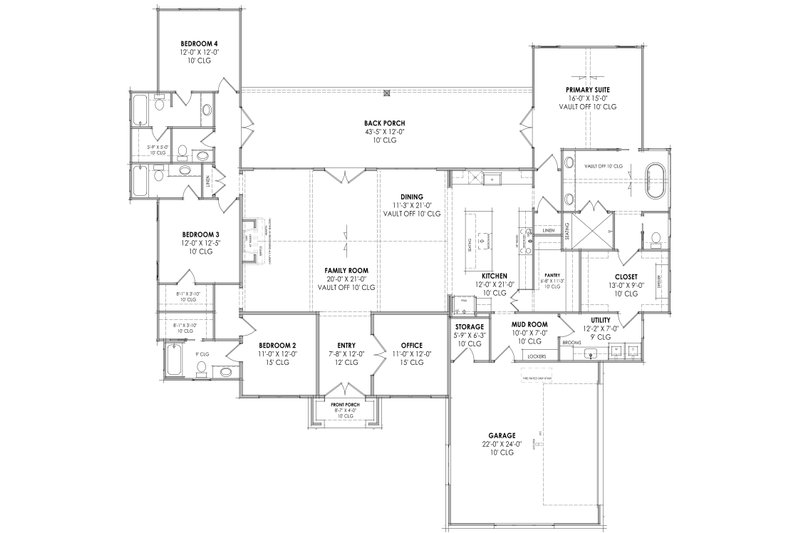 House Design - Floor Plan - Main Floor for European House Plan #1096-55 - 4 bed, 4.5 bath