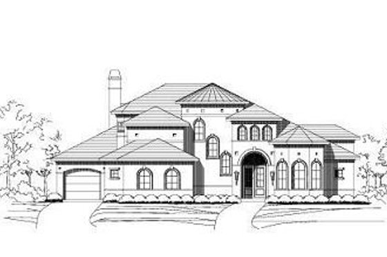 Exterior - Front Elevation for Mediterranean House Plan #411-641 - 4 bed, 3.5 bath
