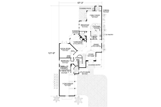 Floor Plan - Main Floor for Mediterranean House Plan #420-181 - 5 bed, 6.5 bath