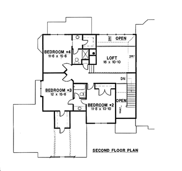 Traditional Floor Plan - Upper Floor Plan #67-160