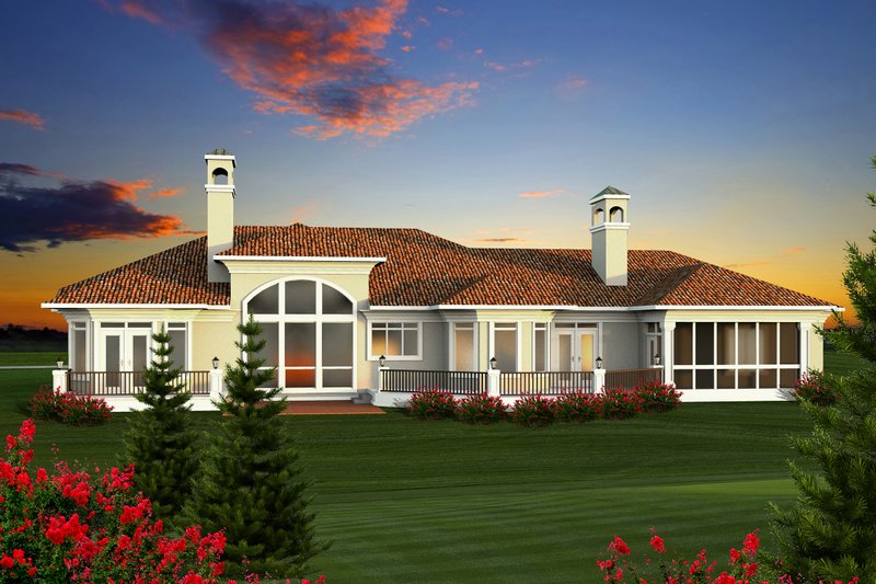 Dream House Plan - Exterior - Rear Elevation for Ranch House Plan #70-1142 - 2 bed, 2.5 bath