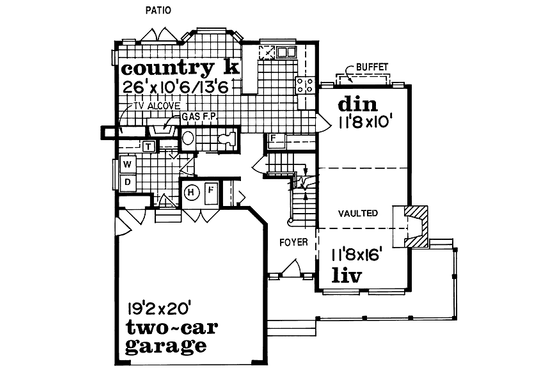 Floor Plan - Main Floor for Traditional House Plan #47-255 - 3 bed, 2.5 bath