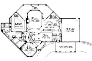 Floor Plan - Main Floor for European House Plan #119-123 - 4 bed, 3.5 bath