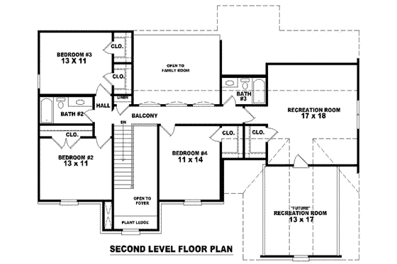 Floor Plan - Upper Floor for European House Plan #81-844 - 4 bed, 3.5 bath