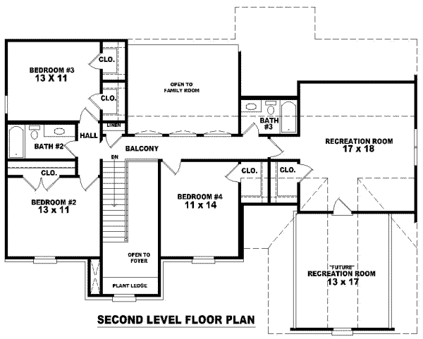 Floor Plan - Upper Floor for European House Plan #81-844 - 4 bed, 3.5 bath