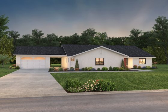 Exterior - Front Elevation 3 for Ranch House Plan #1-716 - 4 bed, 3.5 bath
