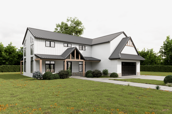Exterior - Front Elevation 3 for Barndominium House Plan #1112-1 - 4 bed, 3.5 bath